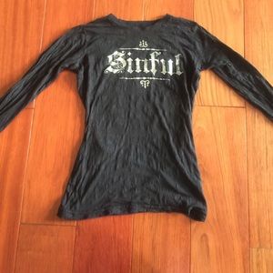 Sinful long sleeve black sheer top