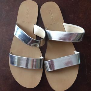 Jcrew metallic slides sandals