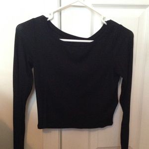AllSaints ribbed black crop top