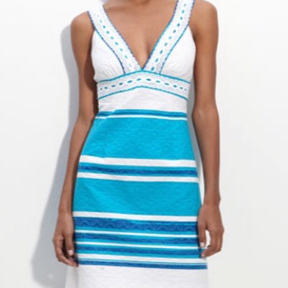 TRINA TURK Beautiful Blue Horizon Jacquard Dress