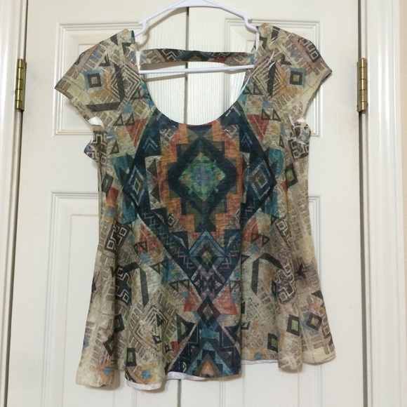 Aztec print flare shirt