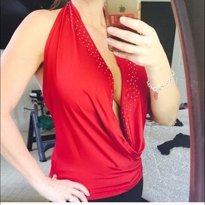 Red sexy halter top