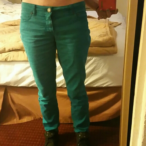 Teal Blue Straight Leg Jeans
