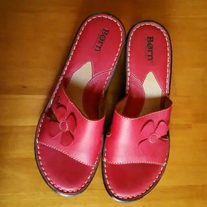Born red wedge slides size 9