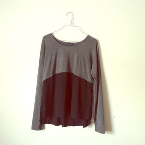 Gray and black chiffon long sleeve shirt