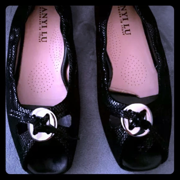Anyi Lu Harmony Black Suede Leather Ballet Flat