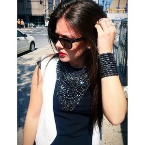 Gunmetal Stretch Bead Cuff Bracelet