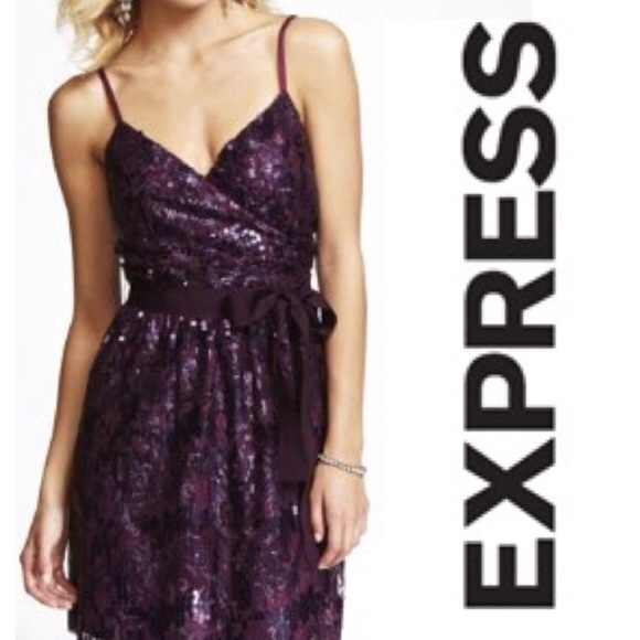 Express Tan Sequin Party Dress