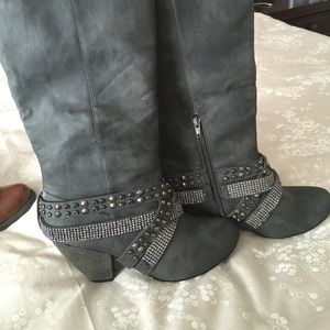 Buckle Tall Grey Boots
