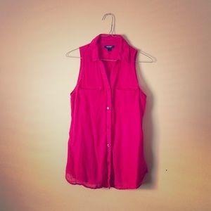 Hot pink button up tank