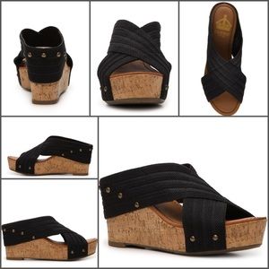 Crown vintage black wedge sandal