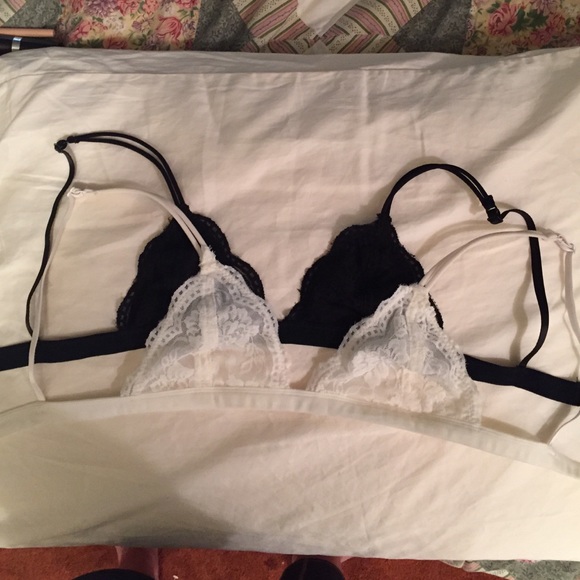 Black and white lace bralette