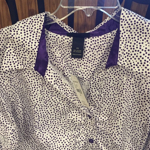 Blouse White with purple polka dots - Picture 2 of 2