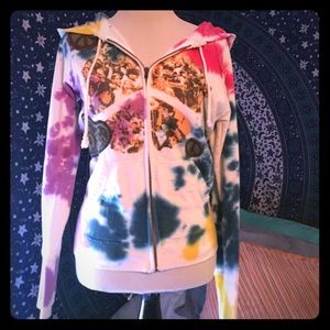 Gypsy Boho Peace Tie Dye zip up hoodie sweatshirt