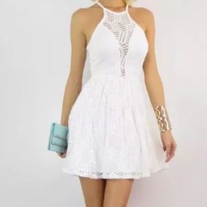 Geometrical white bodycon dress