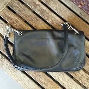 Silver & Black leather shoulder purse.
