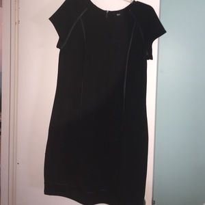 Little black dress with leather trim