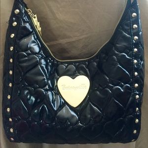 Betsey Johnson Black Heart Quilted Handbag