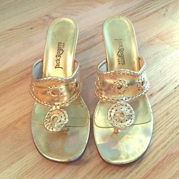 Jack Rogers gold heels