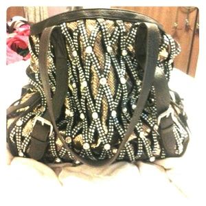 Gold and brown purse with rhinestones