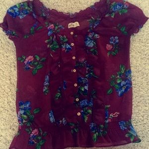 Hollister dark red blouse short sleeve
