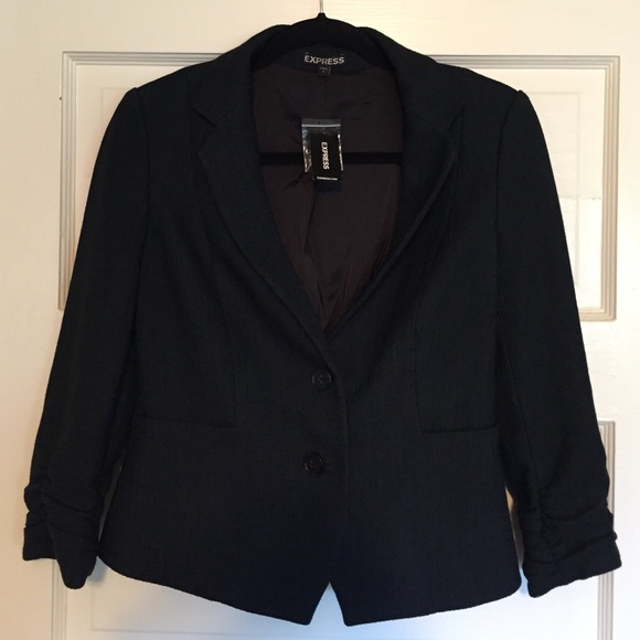 Rouched 3/4 sleeve Express blazer.