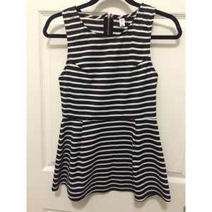 Black and white striped peplum top