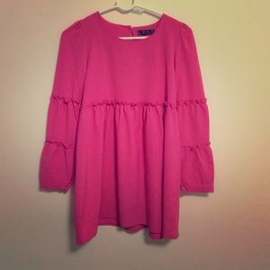HOT PINK Long Sleeve Dress