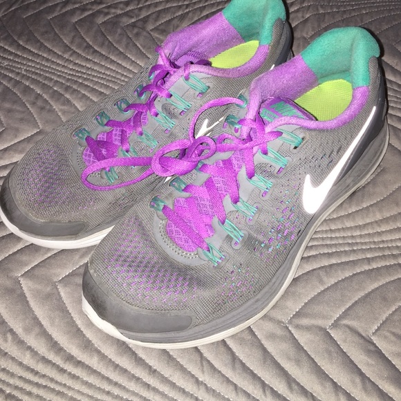 Nike lunar glide grey, purple (grape) & teal