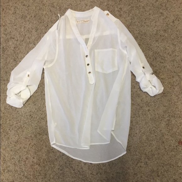 V-neck chiffon casual elegant blouse in white