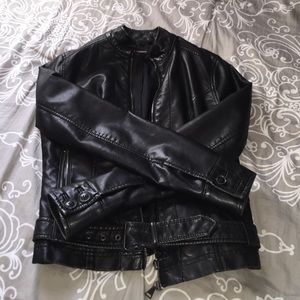 Express faux leather jacket with belt