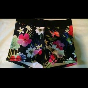 Black floral compression shorts