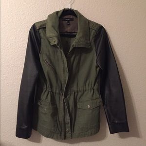 Leather Sleeve green utility jacket!