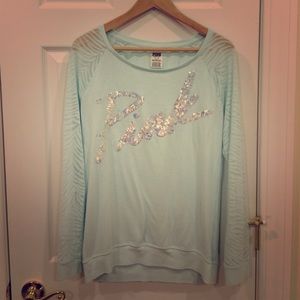 Victoria's Secret PINK Knit Top Sz M Mint Sequin