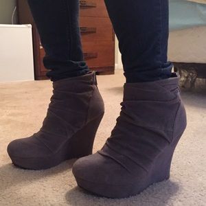 Grey suede booties