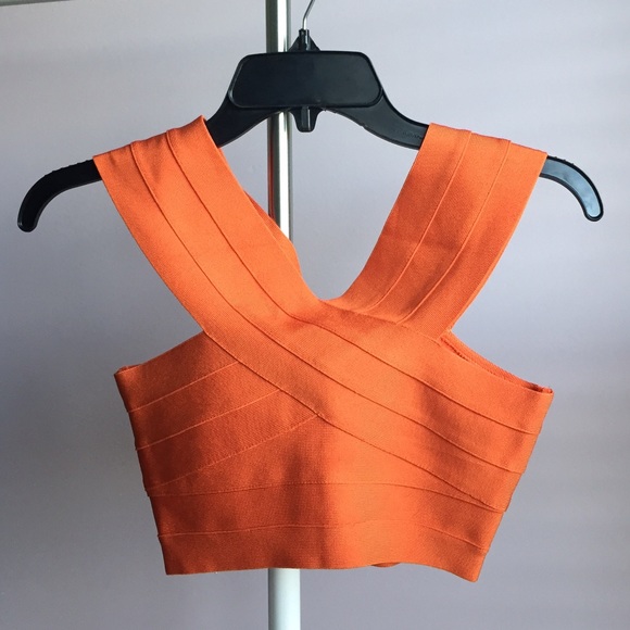 Tops - MyBandageDress Orange Bandage Crop Top