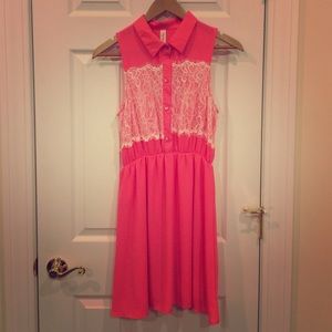 ModCloth Dress Sz L Pink & Lace
