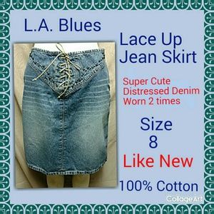L.A. Blues Denim Lace Up Skirt