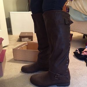 Dark brown knee high riding boots