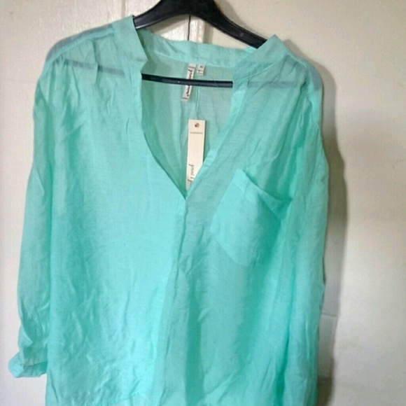 #new with tags green chiffon style high low tunic