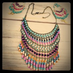 DRAPED NECKLACE AND CHANDELIER EARRINGS