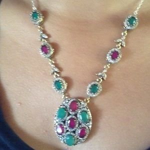 Emerald Ruby And Topaz Necklace
