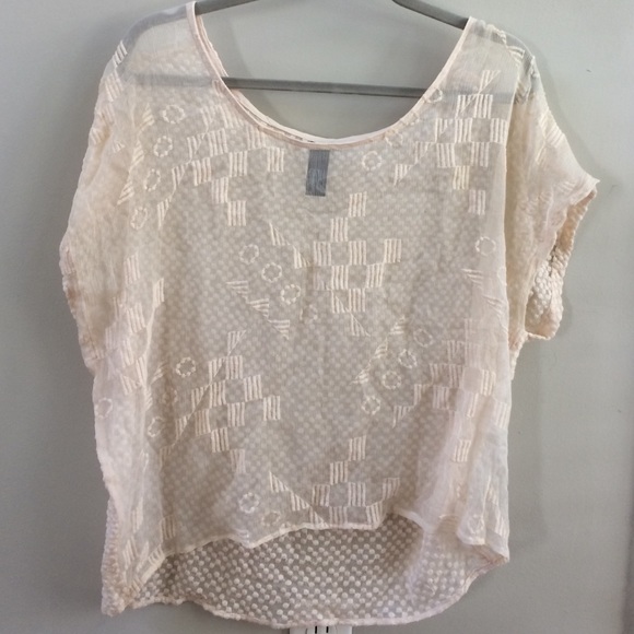 Cream Embroidered Flowy Top
