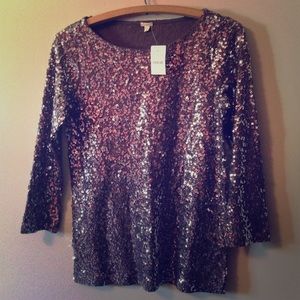 Sequin 3/4 Sleeve Top