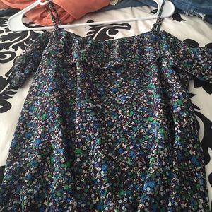 Off the shoulder polyester flower shirt