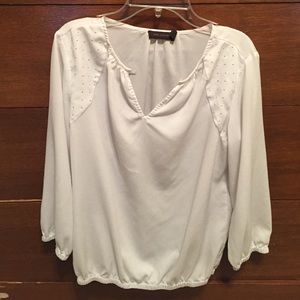 White sheer. quarter length. silver embelishment