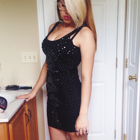 bebe Embellished Black Bodycon