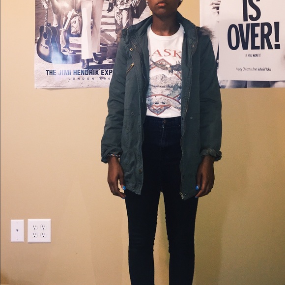 Olive green trench coat jacket for winter