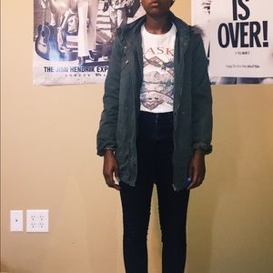 Olive green trench coat jacket for winter