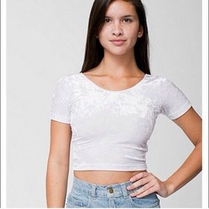 🚨🚨SOLD🚨🚨AA White Crushed Velvet Crop Tee